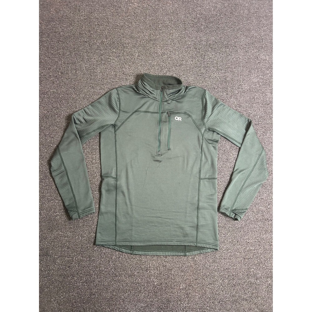 Outdoor Research Vigor Grid Fleece Forest Green Mens Medium Half Zip Hiking Gear